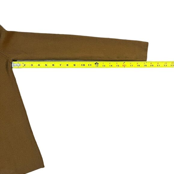 Lovers + Friends Niko Turtleneck Sweater Fitted Ribbed Camel Brown Medium - Picture 7 of 9